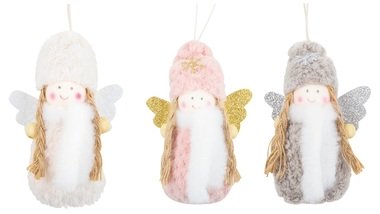 Hanging Plush Angel with Beanie Hat/Scarf 10 cm