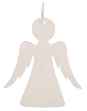 Hanging Wooden Angel White 10 cm 