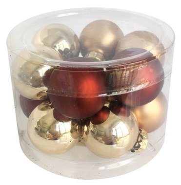 Glass Balls 2 cm, set of 12 pcs Brown