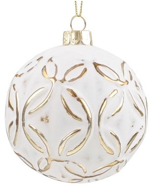 Glass Christmas Balls 8 cm, set of 4 pcs, Gold with Patina