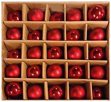 Glass Christmas Balls 2 cm, 25 pcs, Red