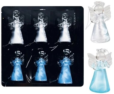 Set of Glass Angels 4,5 cm, 6 pcs