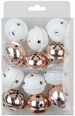 Metal Bells Copper and White 4 cm, 12 pcs 