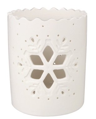 Porcelain Candle Holder Snowflake 10.5 x 13.5 cm