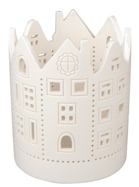 Porcelain Candle Holder Houses 10.5 x 13.5 cm