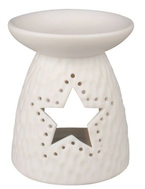 Aroma lamp with Star Porcelain 10 x 13 cm white