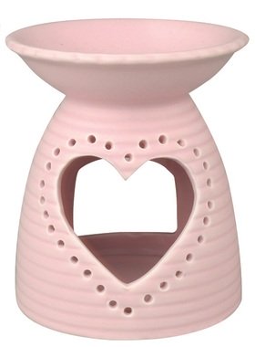 Aroma lamp with Heart Porcelain 10 x 13 cm pink