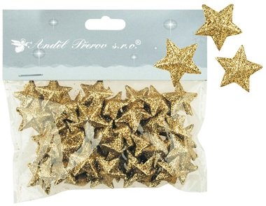 Glitter Stars 2 cm, Gold, 50 pcs