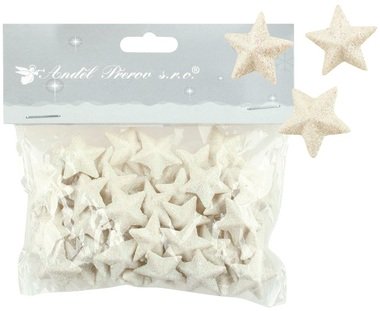 Glitter Stars 2 cm, White, 50 pcs