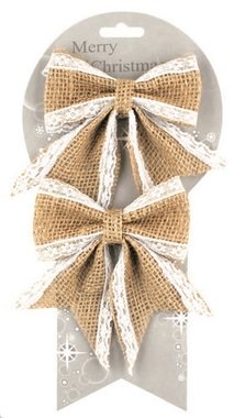 Jute Bow with Lace 13 cm, 2 pcs