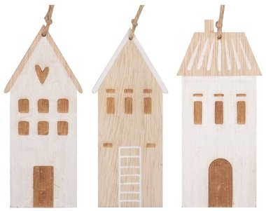 Hanging Wooden House Natural 13 cm 