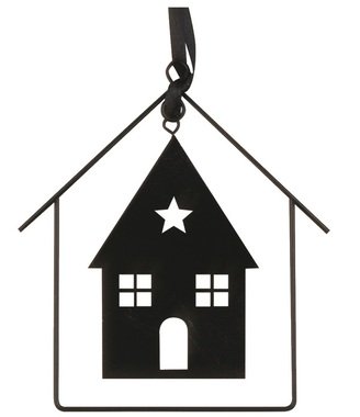 Hanging Black Metal House Black 12 x 14 cm  