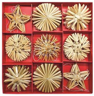 Straw decorations approx. 6 cm, 32 pcs 