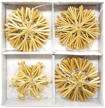 Straw Ornaments in Box 12 pcs