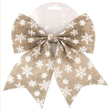 Jute Bow 24 cm w/Snowflakes