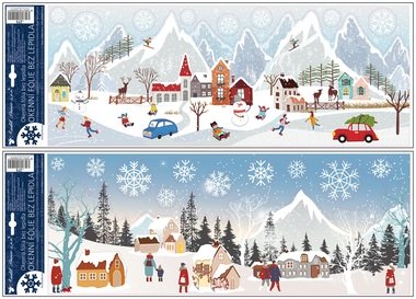 Window Clings Winter Village with Glitter 21 x 59.5 cm