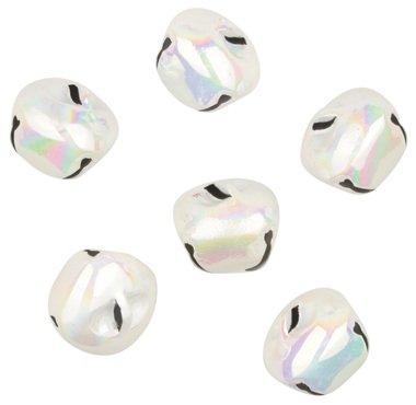 Jingle Bells 3 cm, 6 pcs, Iridescent, in Organza Bag