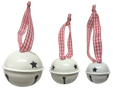 Jingle Bells assorted 3 - 5 cm, 8 pcs, White