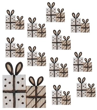 Black gifts with sticker 3 cm, 12 pcs