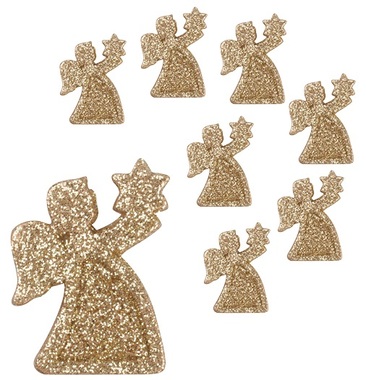 Angels Gold with Glitter 3,3 cm, 8 pcs 