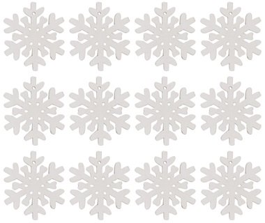 Wooden Snowflake 3 cm, 12 pcs, w/Tape