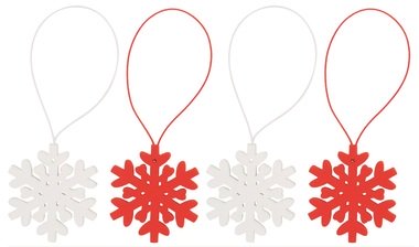 Hanging Wooden Snowflake 4,5 cm, 4 pcs