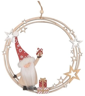 Hanging Wooden Wreath with Gnome 25 cm