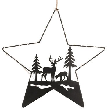 Hanging Metal Decoration Star with  LED wire Black 29 cm 