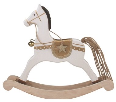 Standing Wooden Horse with Bell 23 x 18 cm 