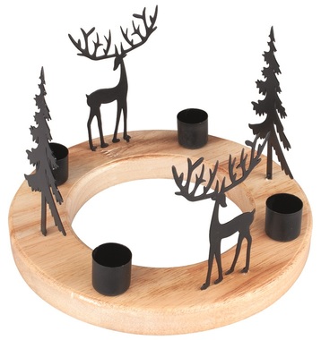 Candle Holder Forest with Deer made of Metal 20 x 13.5 cm