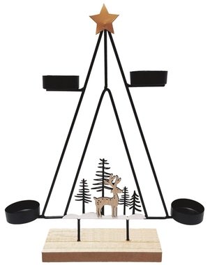 Candle Holder Tree made of Black Metal standing 25 x 31 x 5 cm