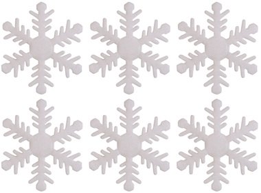 White Glitter Snowflake with double-sided Sticker 6 cm, 6 pcs