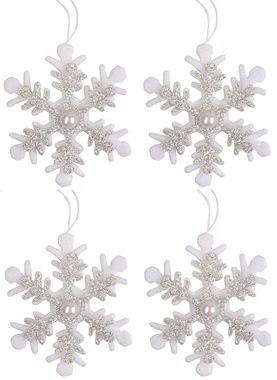 White-Silver Snowflake 6 cm, 4 pcs