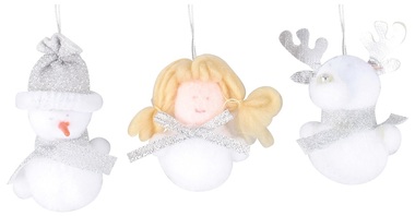 Plush Hanging Decorations 6 cm, 3 pcs in Box