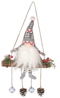 Decoration with Gnome Hanging 30 cm, gray