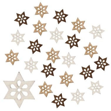 Wooden Stars 2 cm, 24 pcs 