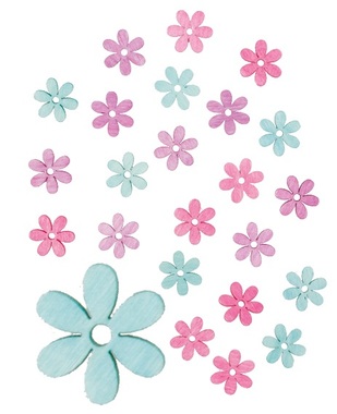 Wooden Flowers 2 cm, 24 pcs 