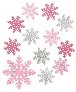 Wooden snowflakes 4 cm 12 pcs