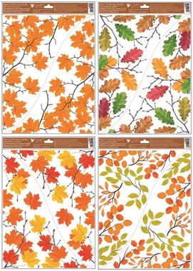 Corner Window Clings with Leaves 30 x 42 cm