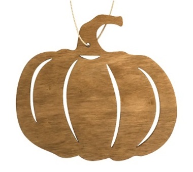 Hanging Wooden Pumpkin 10 cm, Brown