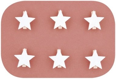 Wooden Star 4 cm, on Wooden Peg, 6 pcs