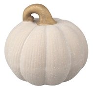 Porcelain Pumpkin with a Golden Stem 11 x 10 cm Cream