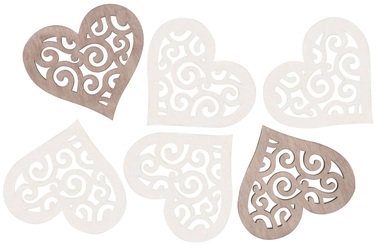 Wooden Heart 6 cm, 6 pcs 