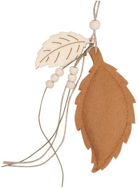 Hanging Felt Leaf 6,5 x 12 cm, Brown 