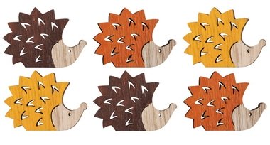 Wooden Hedgehog 4 x 3 mix, 12 pcs 