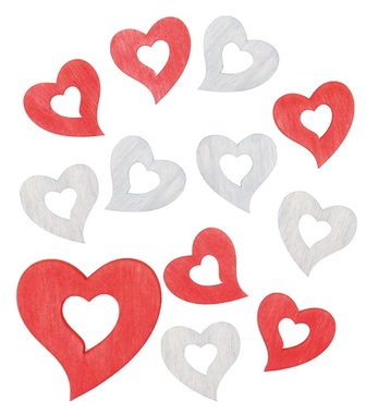 Wooden Hearts 4 cm, 12 pcs