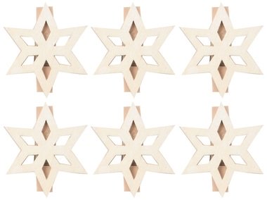 Wooden Stars 4 cm on Peg, 6 pcs