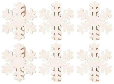 Wooden Snowflakes 4 cm on Peg, 6 pcs