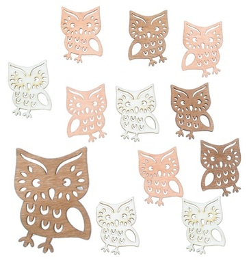 Wooden Owls 4 cm, 12 pcs Wooden Owls 4 cm, 12 pcs