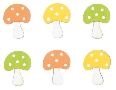 Wooden Mushrooms 4 cm, 6 pcs 